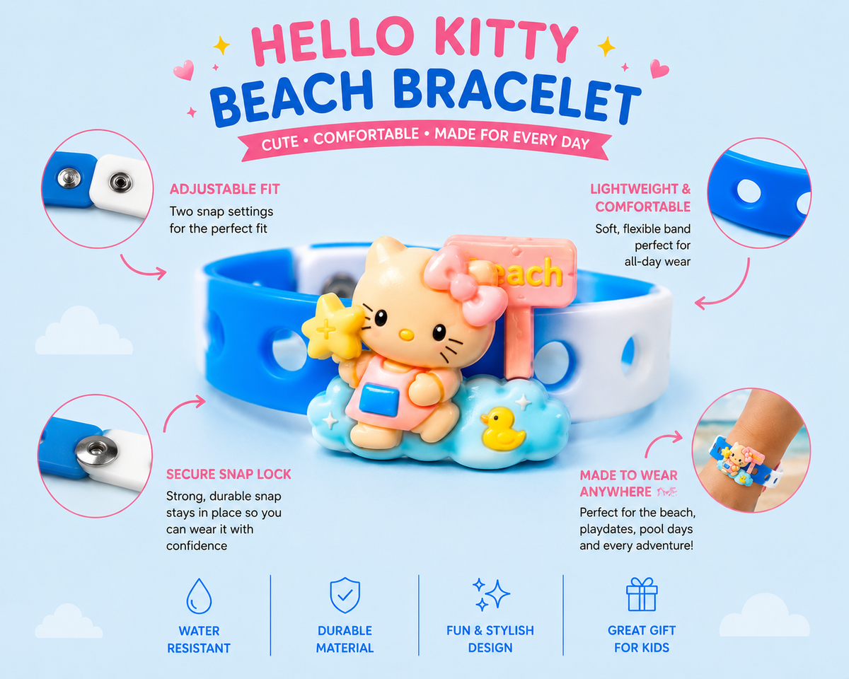 π Cute pastel charm bracelet with adjustable silicone band perfect for kids, gifts, beach vibes & everyday kawaii fashion β¨