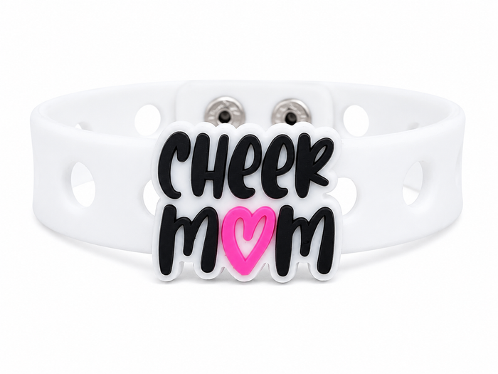 Show your cheer pride with the Cheer Mom Bracelet. Features a bright heart design, adjustable fit, and comfortable everyday wear for proud cheer moms.
