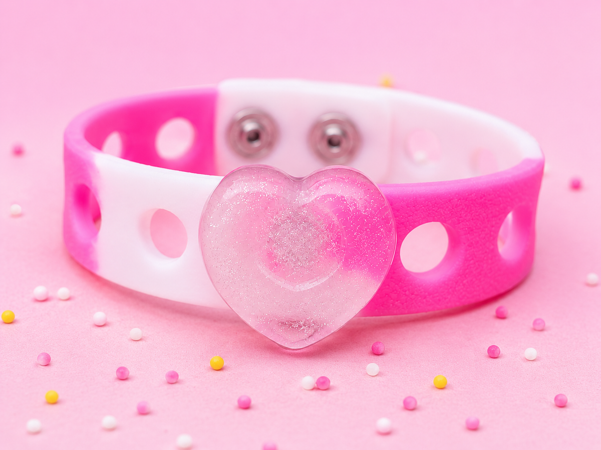 💖 Sparkly pink charm bracelet with adjustable silicone band perfect for kids, gifts, pastel fashion & everyday cute style ✨🌸