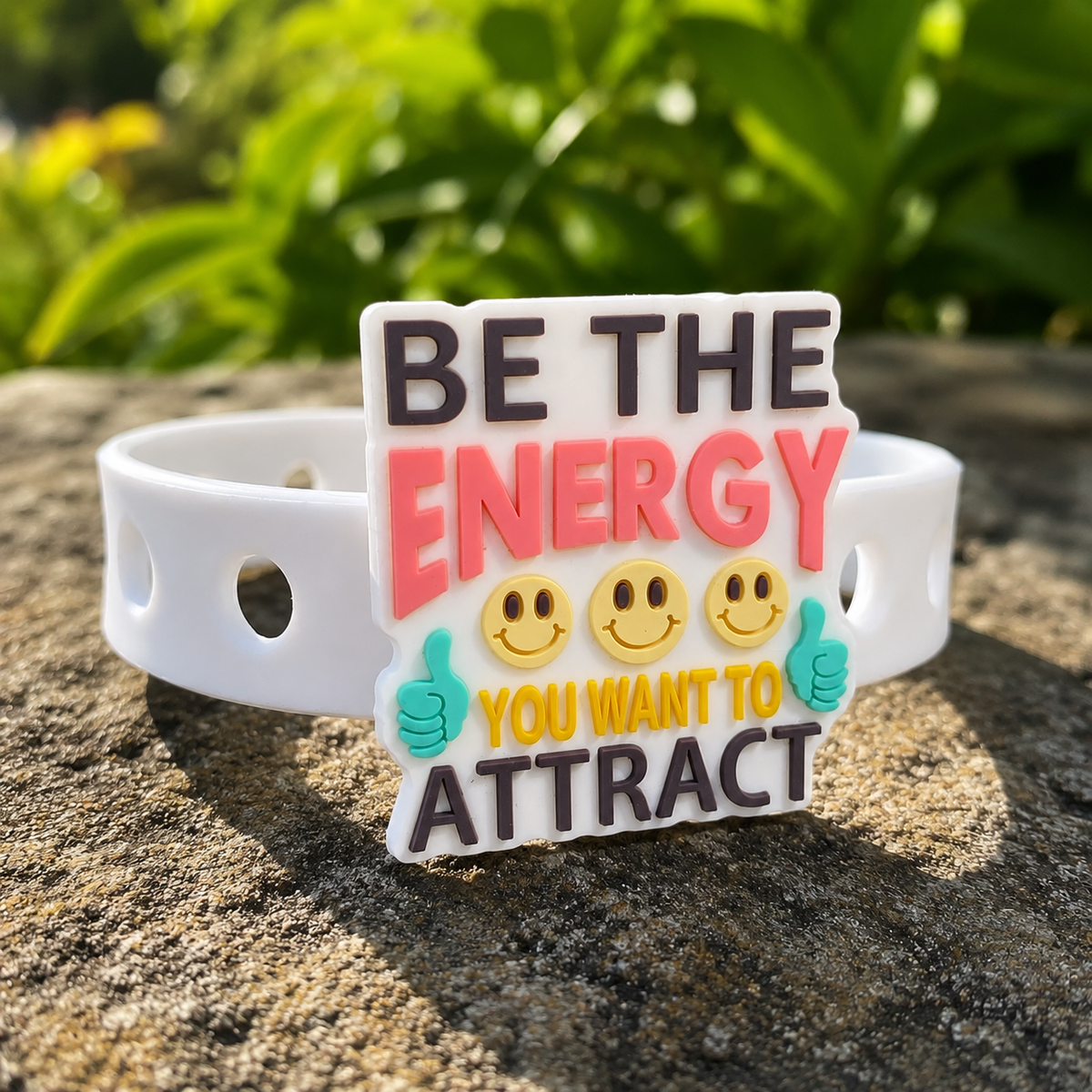 Stay inspired with the Energy Attracts Energy Bracelet. A motivational silicone bracelet designed to promote positivity, confidence, personal growth, and a success-driven mindset.