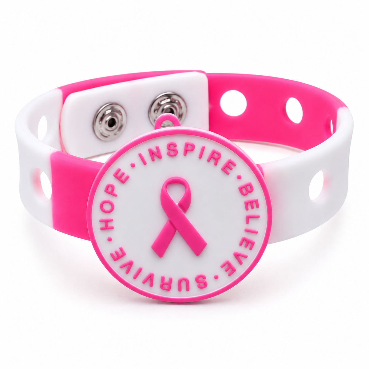 🎀 Inspirational breast cancer awareness bracelet featuring a pink ribbon charm and adjustable band. Perfect gift 🎁 for survivors and supporters.
