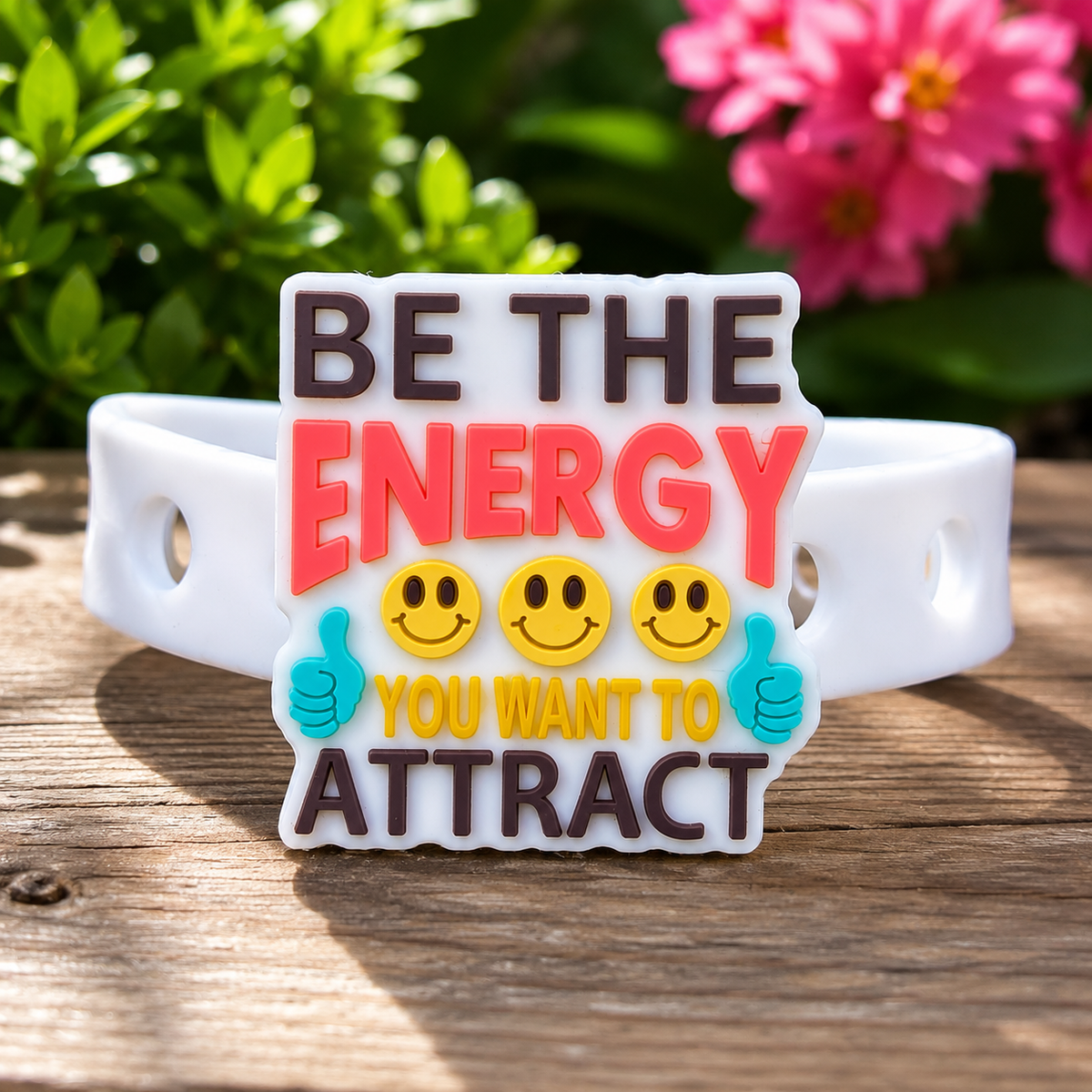✨ Stylish manifestation bracelet with a colorful motivational charm and soft adjustable band. Perfect for positive vibes and everyday wear.