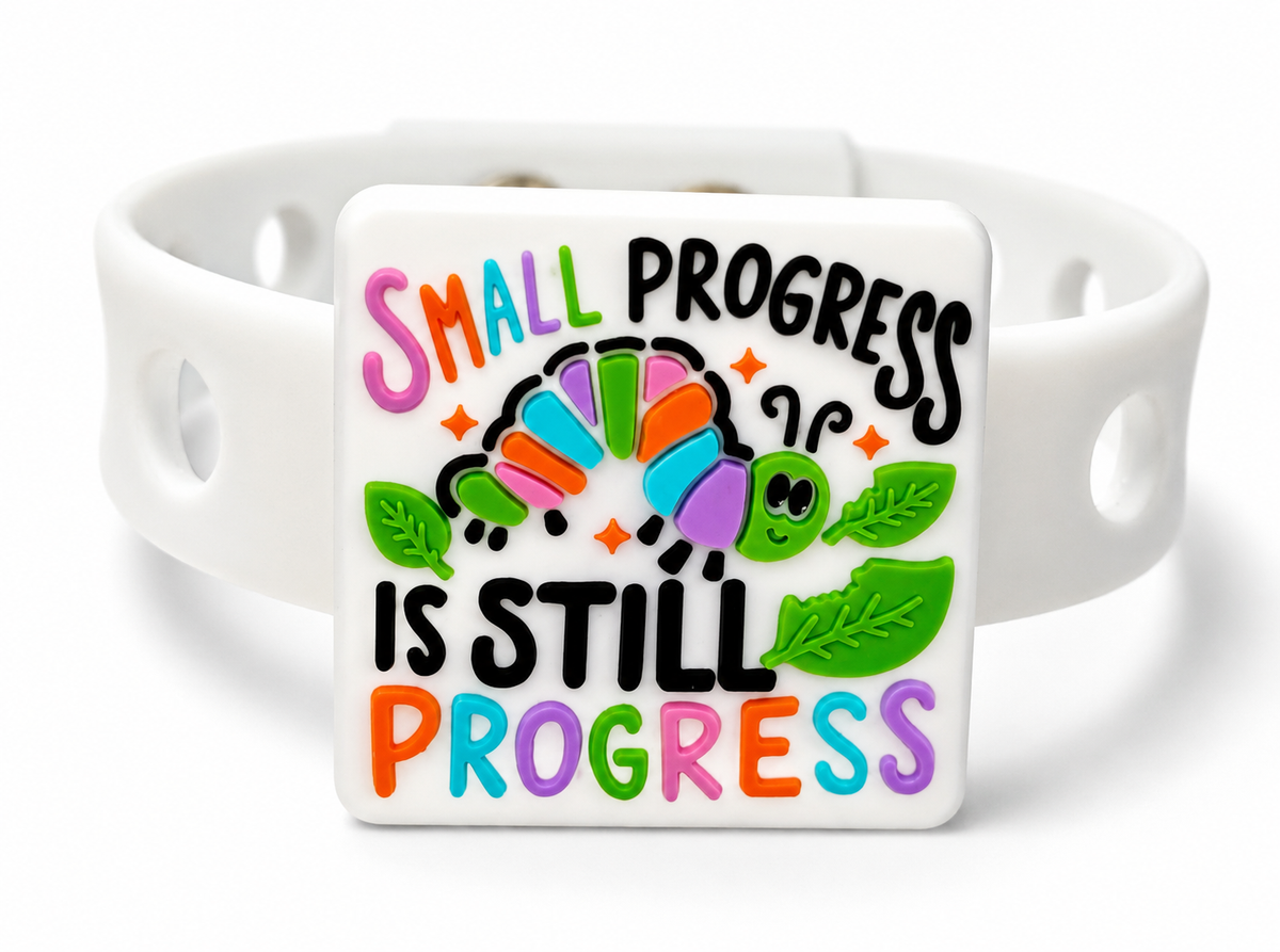 Encourage confidence and positivity with the Tiny Steps, Big Growth Bracelet. A colorful motivational bracelet designed to inspire growth daily.