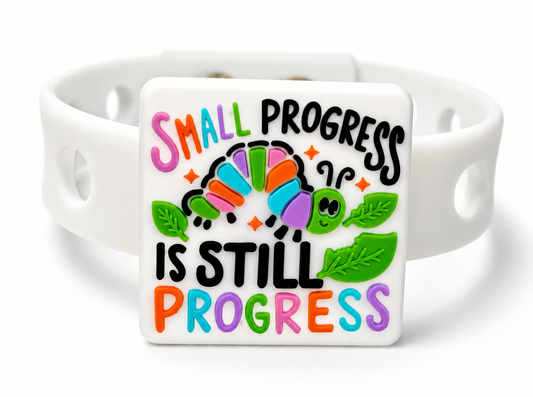 Encourage confidence and positivity with the Tiny Steps, Big Growth Bracelet. A colorful motivational bracelet designed to inspire growth daily.