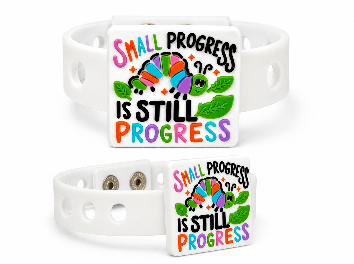 Encourage confidence and positivity with the Tiny Steps, Big Growth Bracelet. A colorful motivational bracelet designed to inspire growth daily.